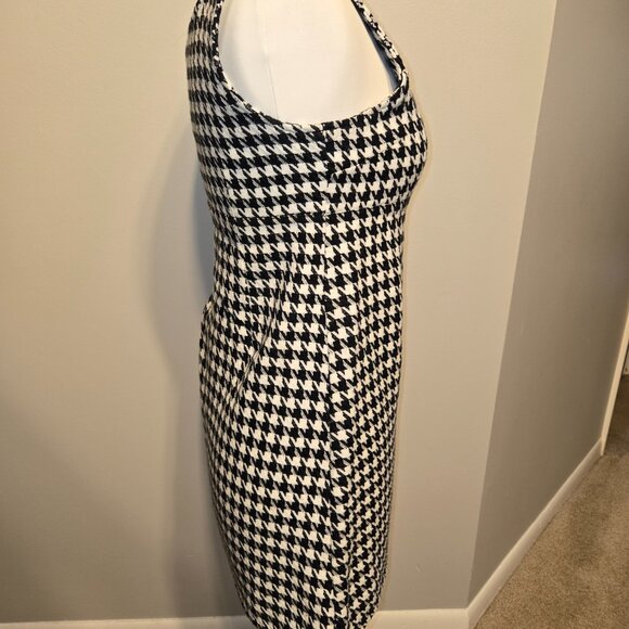 SO Dress Black White Houndstooth Big Button Babydoll Empire High Waist Mid 90s - Picture 3 of 6